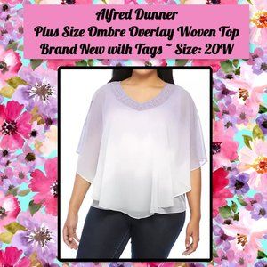 Alfred Dunner Plus Size Ombre Overlay Woven Top 20W